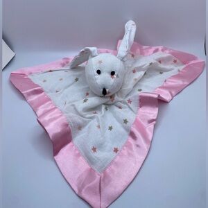 Aden + Anais Pink White Bunny Rabbit Lovey Security Blanket Musy Mate satin trim